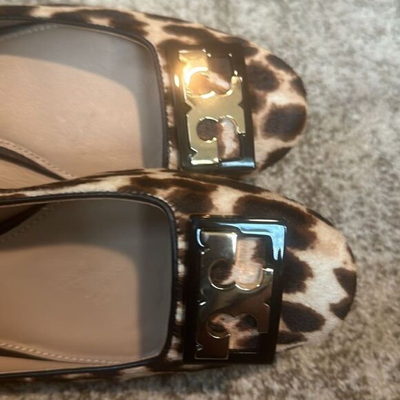 Tory Burch Gigi Block Heel Pump Calf Hair Natural Leopard 8.5 - Picture 2 of 8